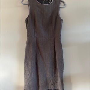 DKNY Dress Size 4 Gray Wool Blend Sleeveless Sheath Pencil Ruffle Career Work